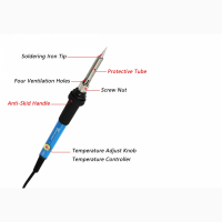 Паяльник с керамическим нагревателем, сменным жалом, регулятором температуры