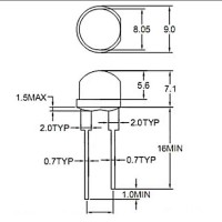 Светодиод 8 mm сверхяркий 0.75 W LED Diode Ultra Bright White